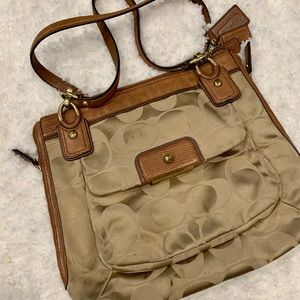 Coach Signature Leather Accent Shoulderbag